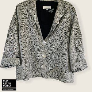 Womens Jacket w/ Decorative Silver Buttons Set 100% Black Silk Tank Included